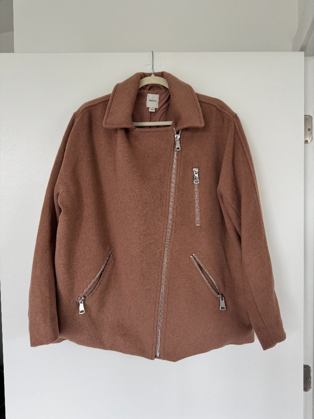 Maeve by Anthropologie Oversized Wool-Blend Moto Jacket in Honey
